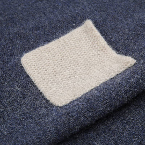Merino Wool Ash Pocket Crew Kids Knit Jumper pocket close up: Navy - Atly Crew