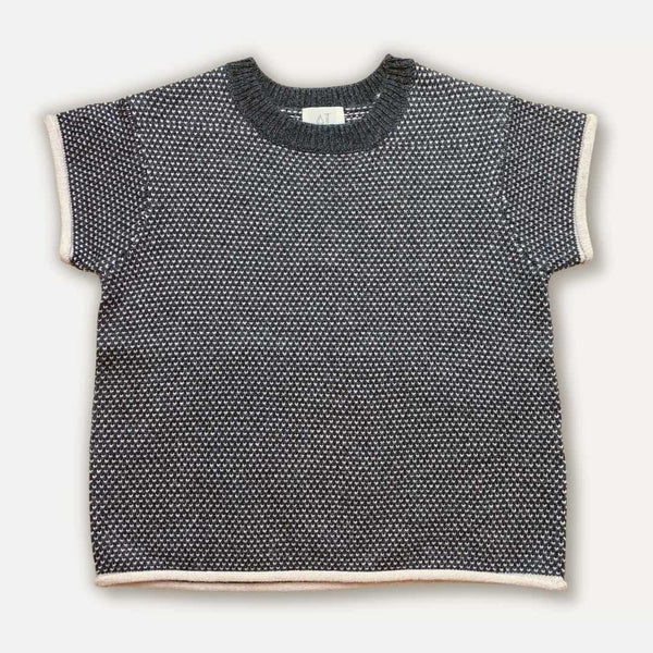 Harley Crew Kids Knit Tee: Cashmere Wool Blend: Charcoal/White - Atly Crew